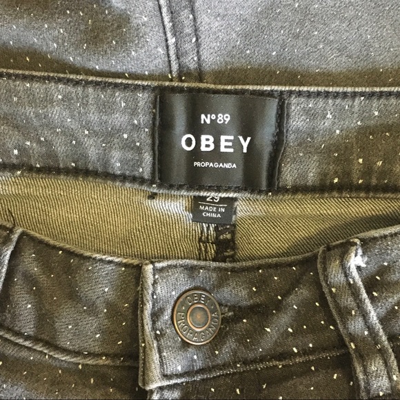 🟠2/$20 Obey High-waisted Polka Dot Denim Shorts (29) - Picture 4 of 6